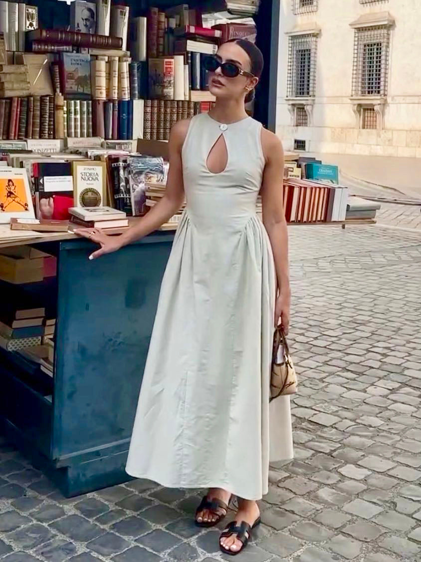 cut out linen maxi dress Women's Red Stripe Linen Look Bandeau Cut Out Bust Detail Maxi Dress