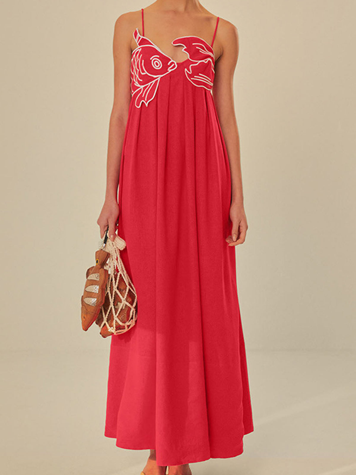 embroidered fish dress Semi-Sheer Cami Lightweight cotton keeps it Options:Blazer + White Pants + White Shirt White Cutout Backless Beach Best Sellers NH August Wk 282